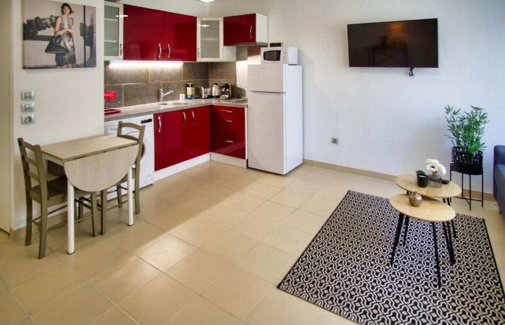 Kuchyňa alebo kuchynka v ubytovaní Cannes charming studio in a modern residence