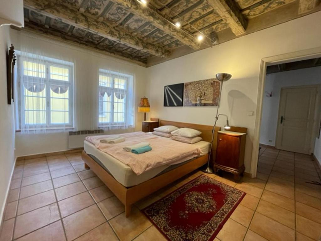 Posteľ alebo postele v izbe v ubytovaní Historical apartment with balcony
