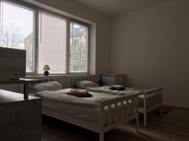 Postel nebo postele na pokoji v ubytování Hannover-Linden, Falkenstr.1 Ap. 1