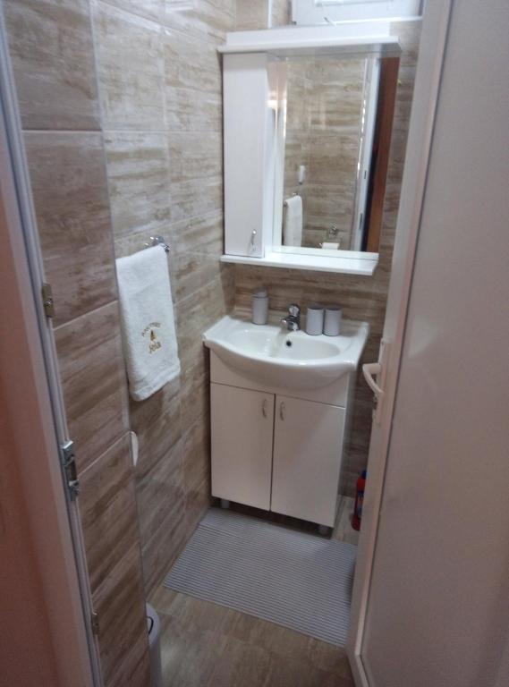 Koupelna v ubytování Apartmani Jela Tara