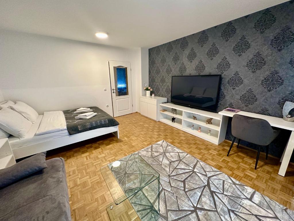 Televizorius ir (arba) pramogų centras apgyvendinimo įstaigoje Clara Ljubljana Apartment