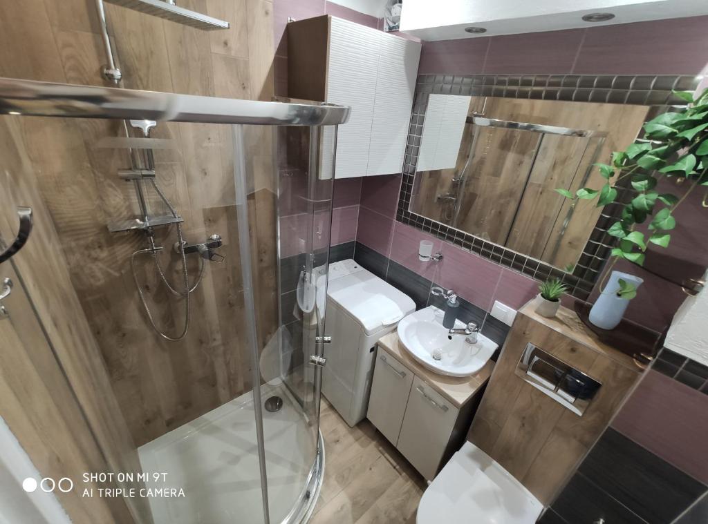 Koupelna v ubytování Apartament Centrum Kościuszko