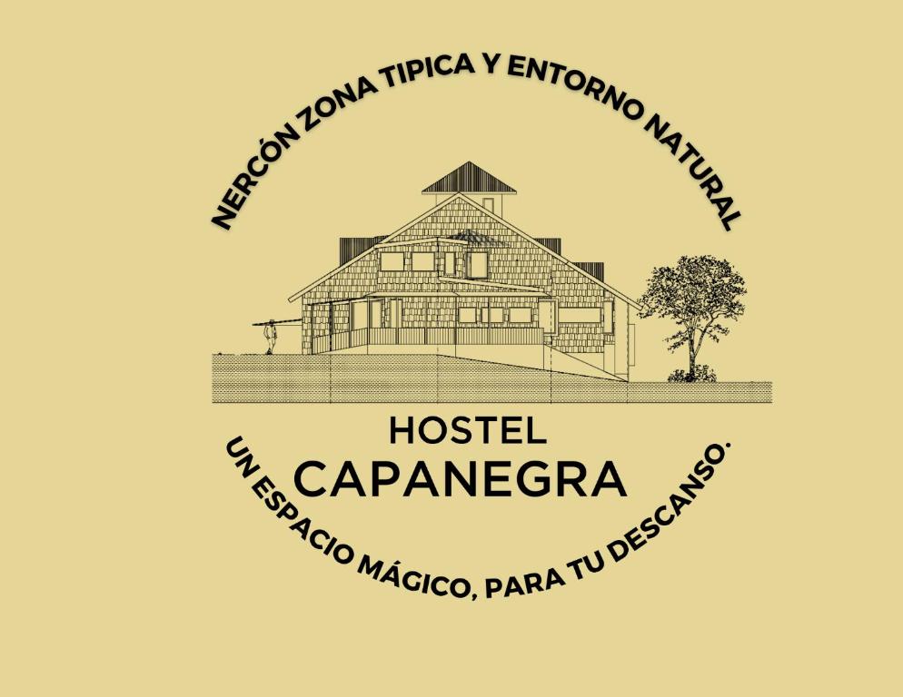 un dessin d'une maison avec les mots caravantera auberge de jeunesse dans l'établissement Hostel Capanegra, à Castro