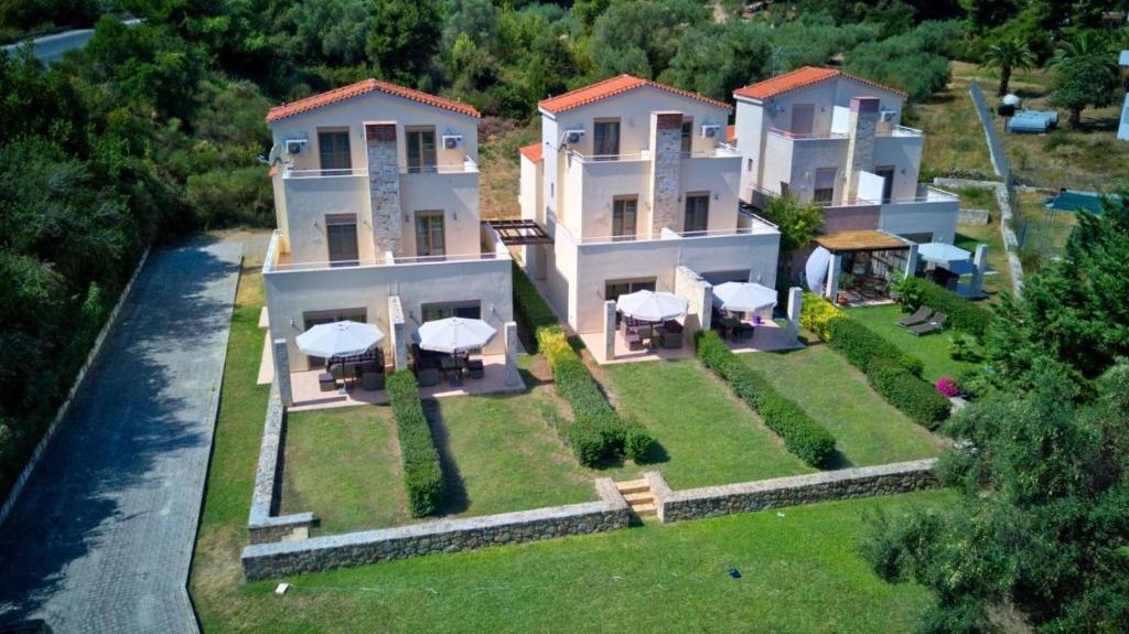 an aerial view of a large house with a yard at Villa Alex Holiday Home in Kriopigi