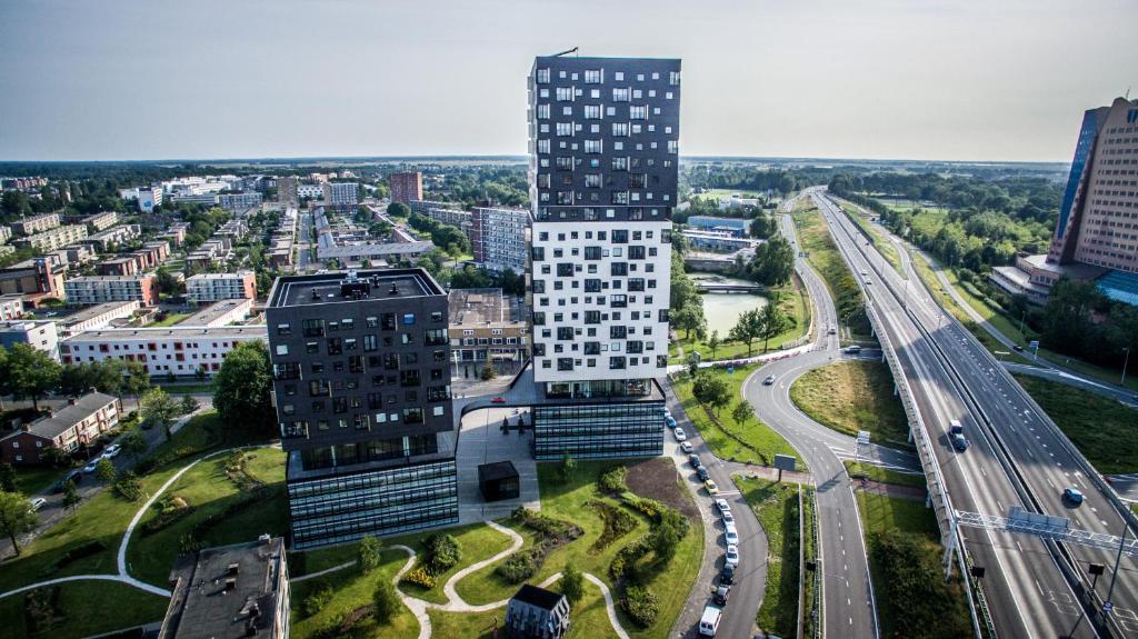 Nespecifikovaný výhled na destinaci Groningen nebo výhled na město při pohledu z hotelu