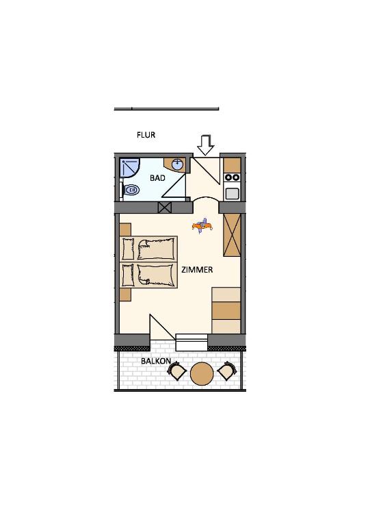 Plan piętra w obiekcie Waalhof Ferienwohnung Mohnblume