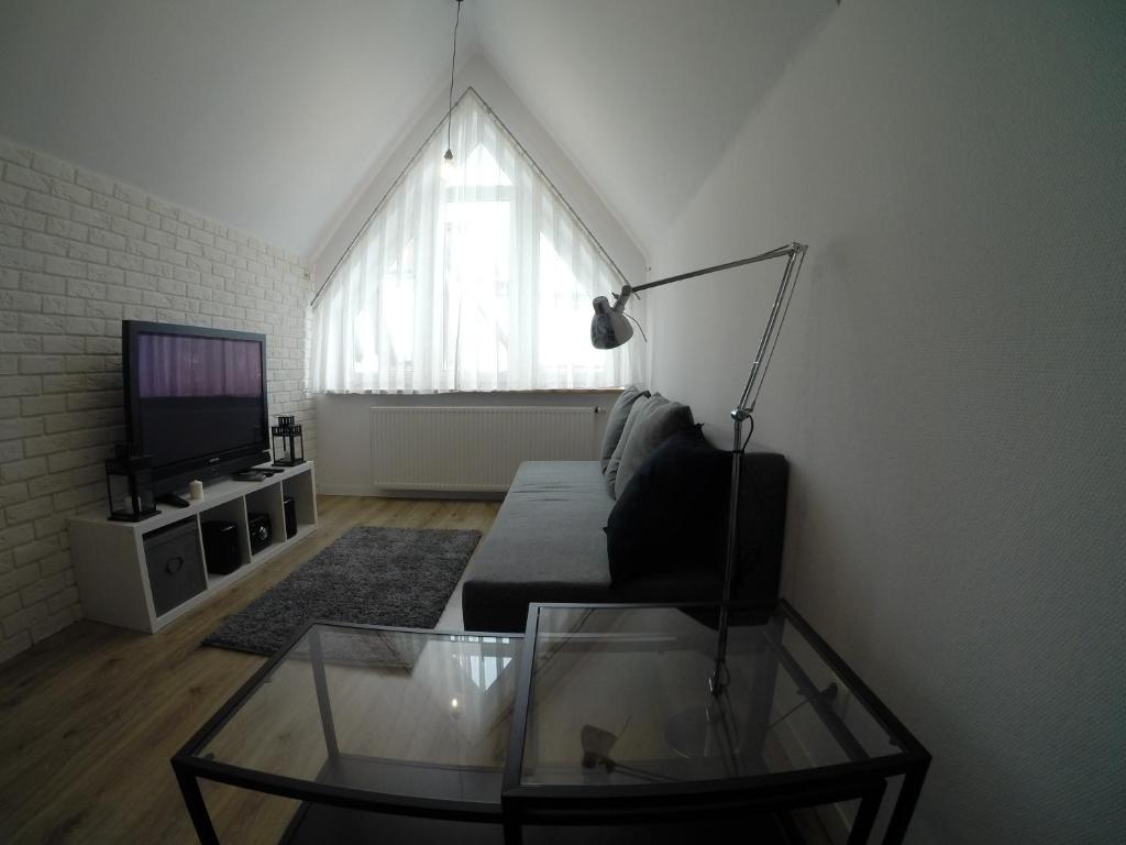 Televízia a/alebo spoločenská miestnosť v ubytovaní Studio Stroma Zakopane