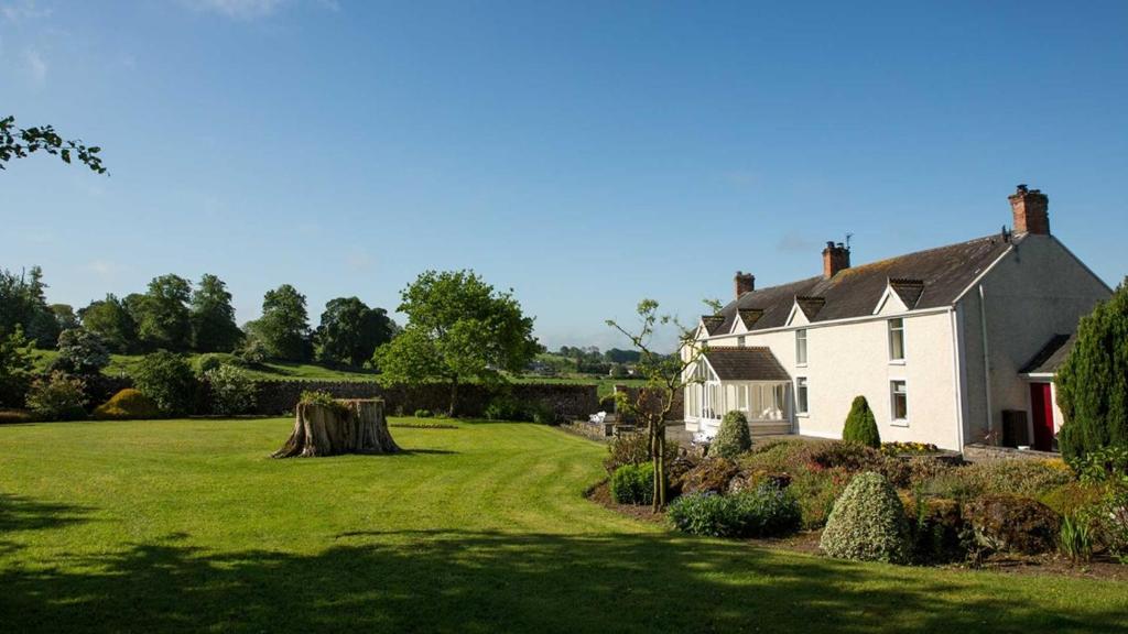 una grande casa bianca con un cortile con un prato di O'Briens Cashel Lodge a Cashel