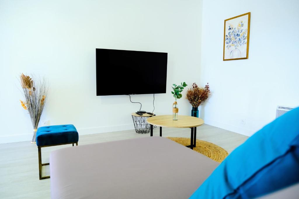 Televízia a/alebo spoločenská miestnosť v ubytovaní Double Apparts - Spacieux 140 m2 - 4 Ch - Entrée autonome- 2 Parkings Privé Gratuit