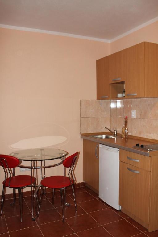 Kuchyň nebo kuchyňský kout v ubytování Apartments Adriatika