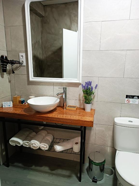 Koupelna v ubytování Hotel Alma Rosa
