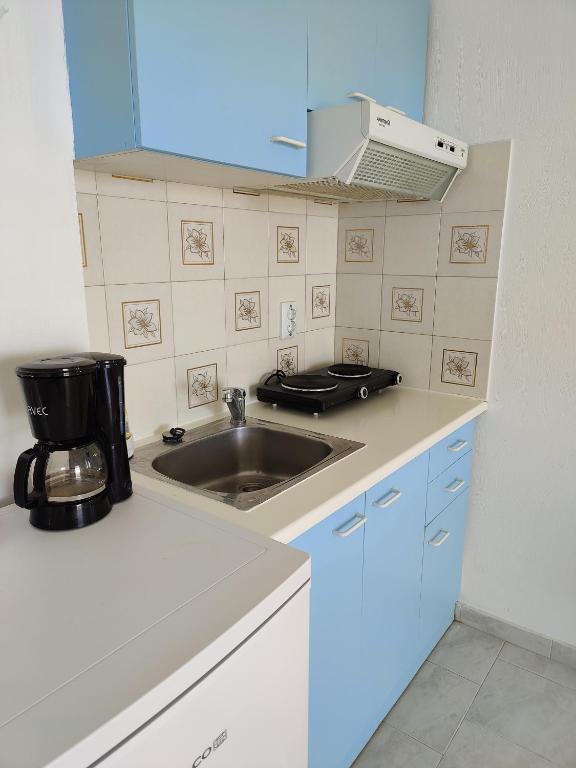 Kuchyň nebo kuchyňský kout v ubytování Kleanthi Apartments