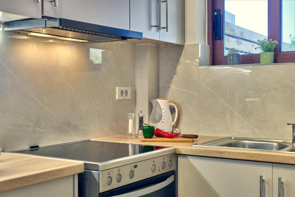 Kuchyň nebo kuchyňský kout v ubytování Maria House