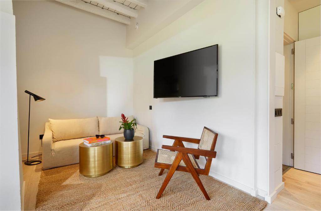 TV a/nebo společenská místnost v ubytování Canvas Apartments & Lofts Girona