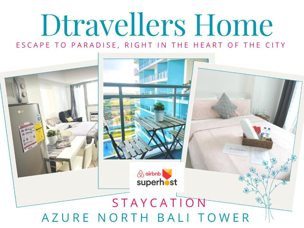 a collage of photos of a living room and a apartment at Dtravellers Home 1 at AZURE NORTH BALI Tower in San Fernando