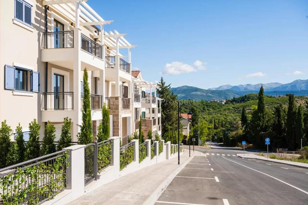 a street in front of a building at LUSTICA BAY GARDEN STUDIO, Centrale in Tivat