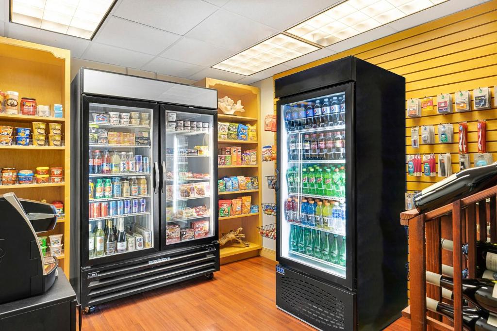 two large refrigerators in a store with drinks at Marriott&#39;s Legends Edge at Bay Point in Panama City Beach