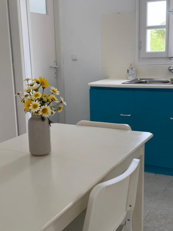 Kuchyň nebo kuchyňský kout v ubytování Kleanthi Apartments