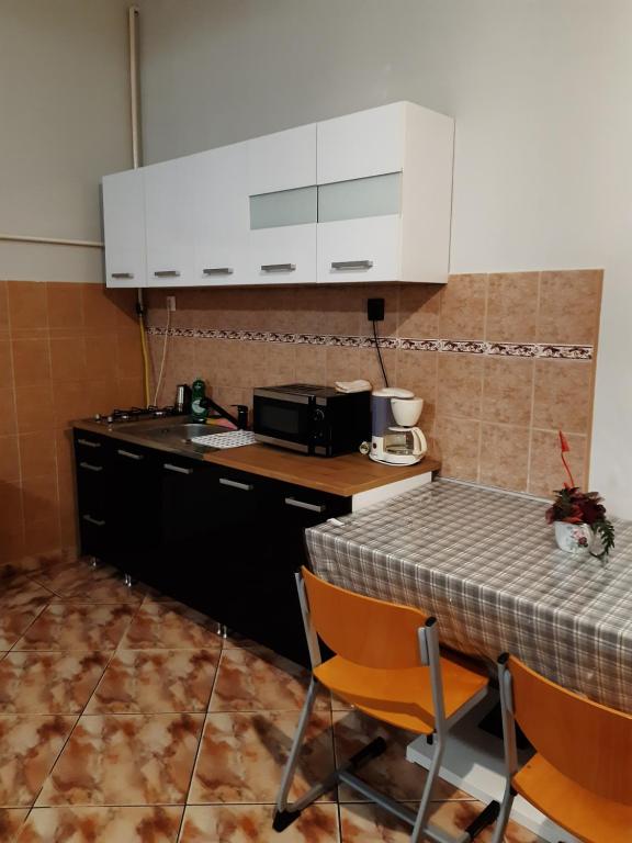 Kuchyň nebo kuchyňský kout v ubytování Helga Apartman
