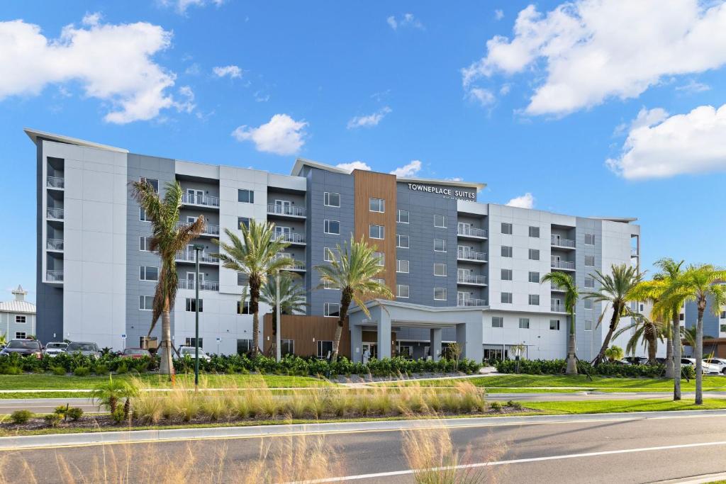 a rendering of the exterior of a hotel at TownePlace Suites by Marriott Cape Canaveral Cocoa Beach in Cape Canaveral