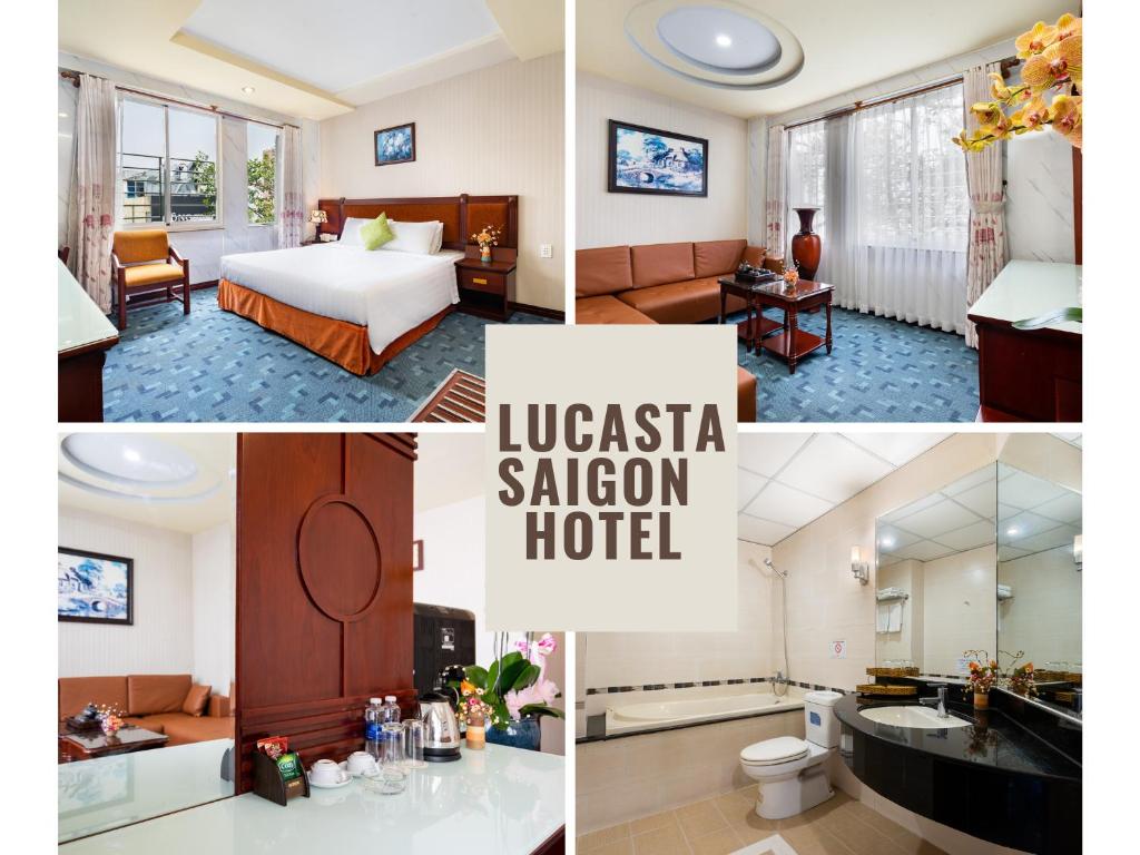a collage of photos of a hotel room at LUCASTA SAIGON Hotel in Ho Chi Minh City