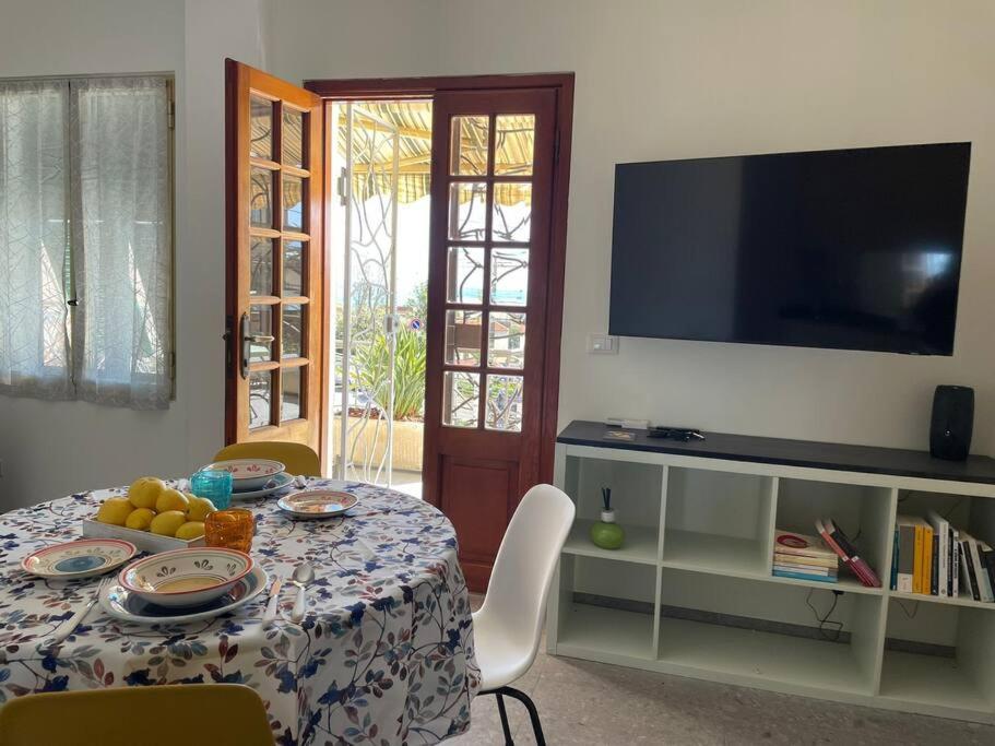 A television and/or entertainment centre at Casa Visconti, Bordighera, vista mare