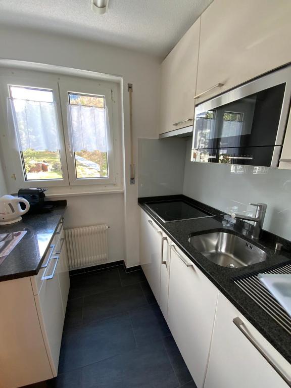 Kuchyň nebo kuchyňský kout v ubytování Alfa Appartements Superior