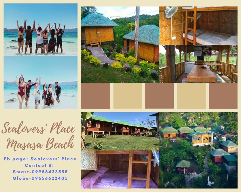 a collage of photos of a beach resort at SeaLovers' Place Masasa Beach in Batangas City