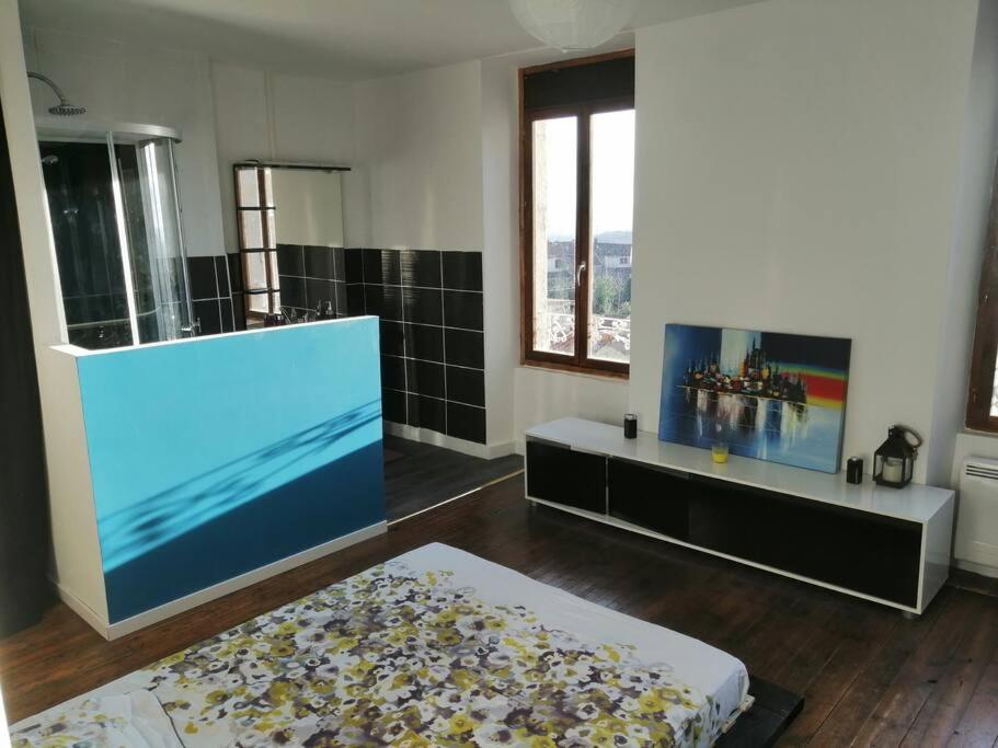 Postel nebo postele na pokoji v ubytování Charmant T2 refait à neuf, au cœur de Puylaurens