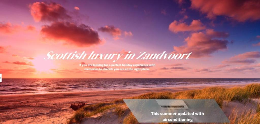 un póster de una playa con las palabras "abogado escocés" en Tamandon en Scottish Thistle, en Zandvoort