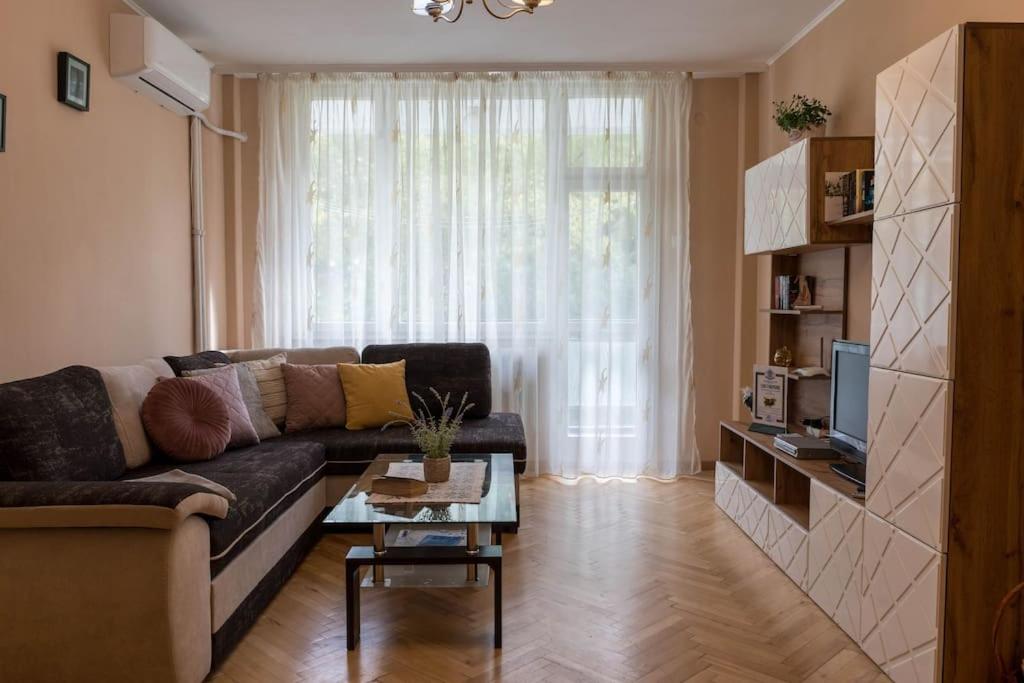 a living room with a couch and a table at Marvelous Riverside Flat in Ruse