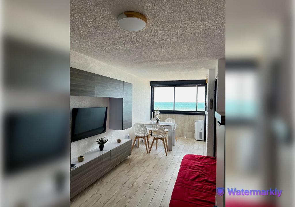 Televízia a/alebo spoločenská miestnosť v ubytovaní T2 Face à la Mer & Village de Noël 5 min à pied