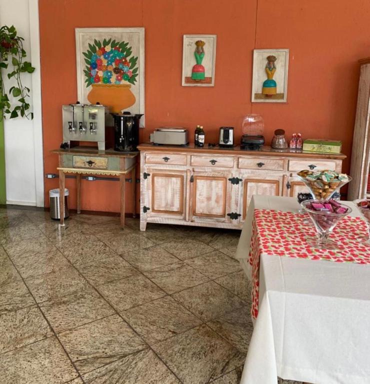 Kuchyň nebo kuchyňský kout v ubytování Flat Excepcional no Centro de Capivari