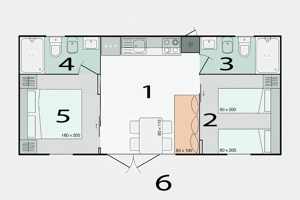 Půdorys ubytování O'LIVE PREMIUM Mobile Home