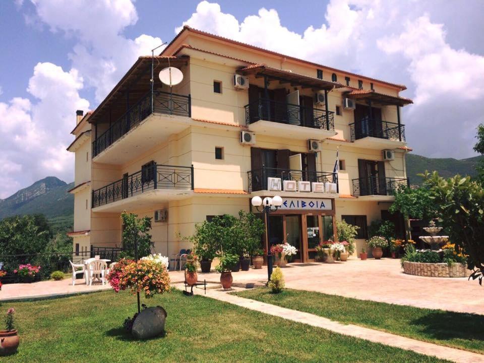 a large apartment building with a lawn in front of it at Ξενοδοχείο Μελίβοια-Hotel Melivoia in Khóra