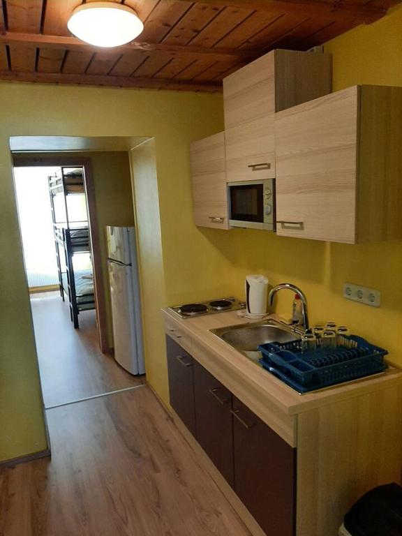 Kuchyň nebo kuchyňský kout v ubytování Relaxrooms Vienna Hernals