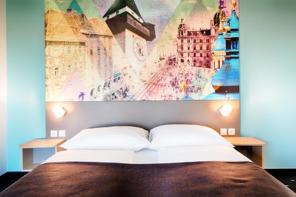 Postel nebo postele na pokoji v ubytování B&B Hotel Graz-Hbf