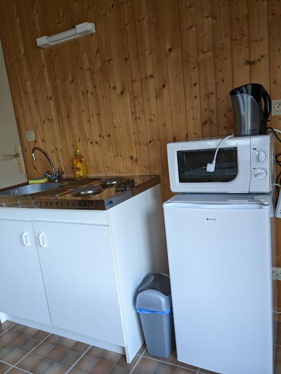 Kuchyňa alebo kuchynka v ubytovaní Au petit chalet d'Illiers Combray - Salle d'eau uniquement