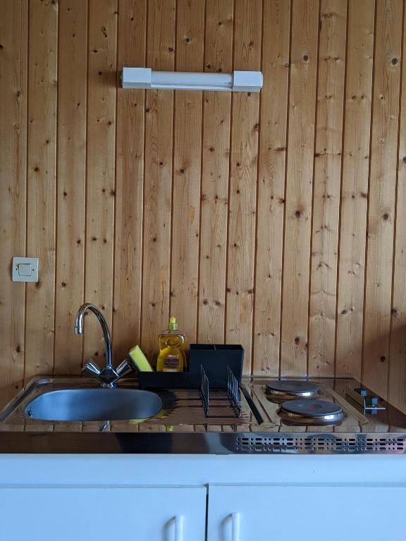 Kuchyňa alebo kuchynka v ubytovaní Au petit chalet d'Illiers Combray - Salle d'eau uniquement