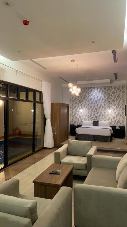Posezení v ubytování New Day Chalets for Holiday Homes شاليهات يوم جديد