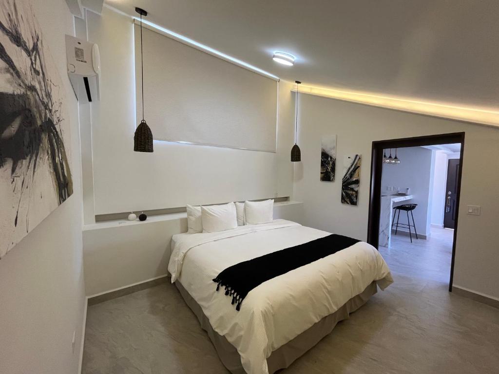 聖何塞德爾卡沃的住宿－Marisol Hotel Boutique，一间卧室,卧室内配有一张大床