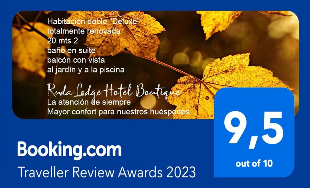 a flyer with a leaf on a blue at Ruda Lodge Exclusive Bed & Breakfast in General Rodríguez