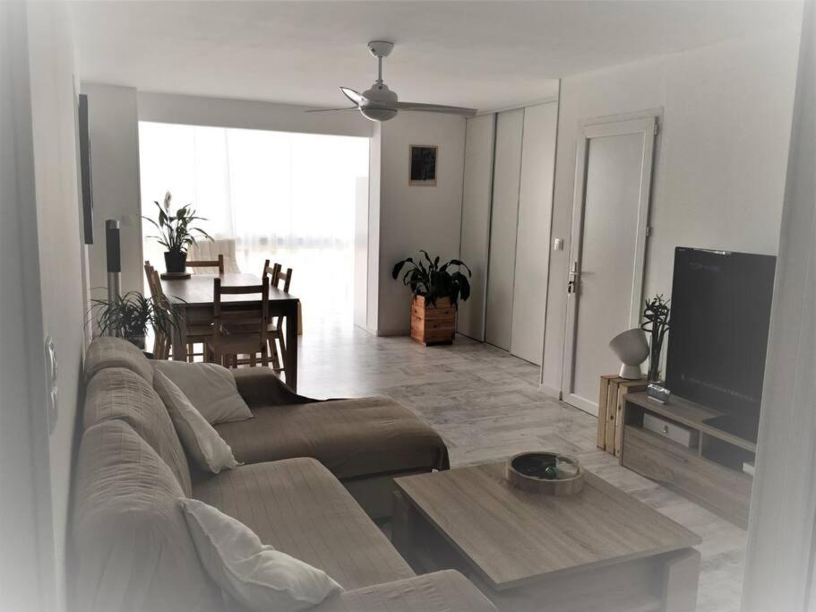 Televízia a/alebo spoločenská miestnosť v ubytovaní Appartement T3 proche de la mer