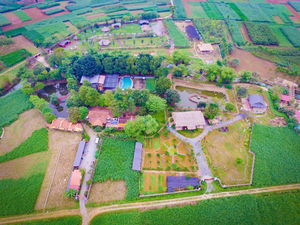 an aerial view of a large estate with a yard at Wonder Farm Ba Vì - Edu & Retreat in Hanoi