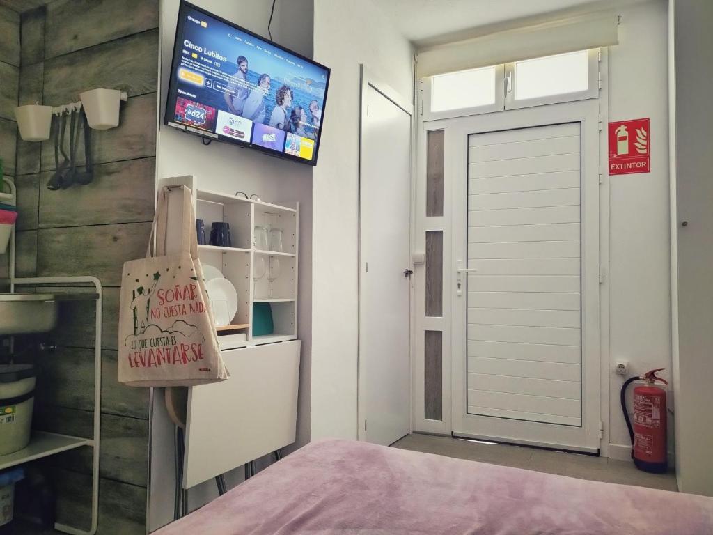 Televízia a/alebo spoločenská miestnosť v ubytovaní MINI estudio El Reloj