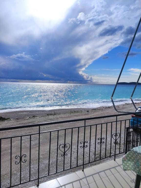 a view of the beach from a balcony at IONIAN PEARL in Borsh