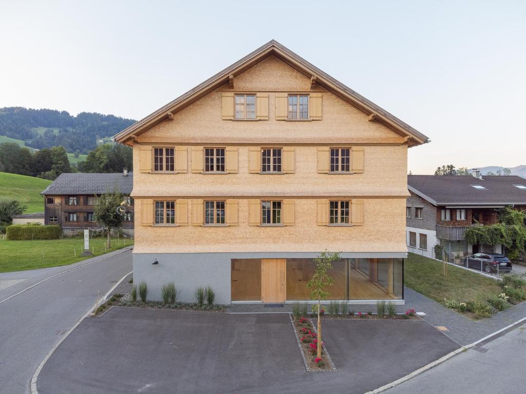 an image of a house with a garage at Haus Hof 30 in Schwarzenberg