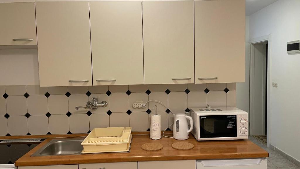 Kuchyň nebo kuchyňský kout v ubytování Slanica Mak