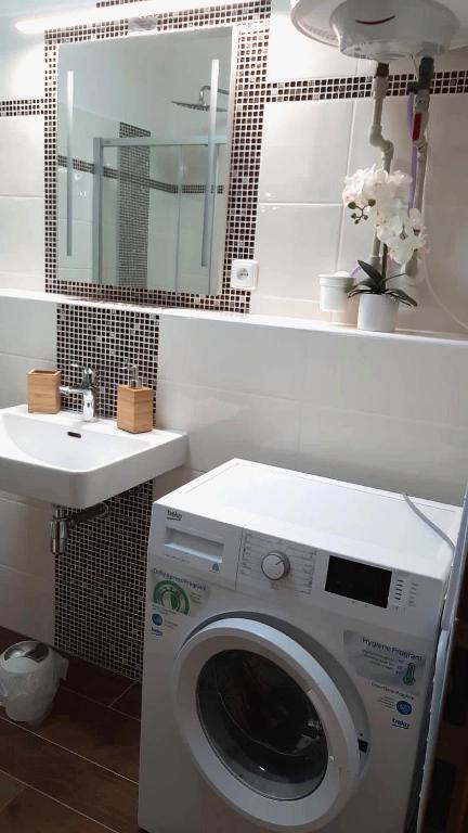 Koupelna v ubytování Apartmány Koněvova
