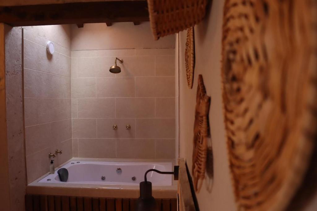 een badkamer met een bad en een douche bij Valerio Hotel Boutique in Marinilla